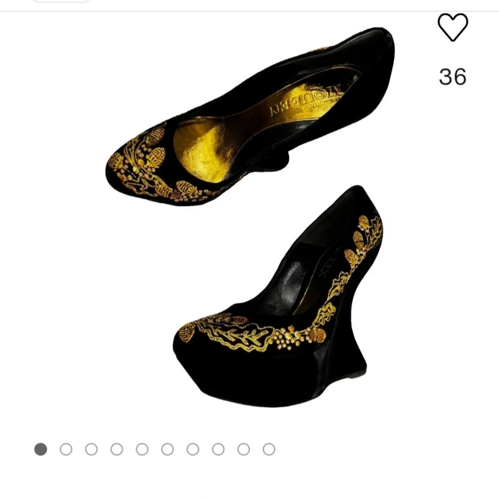 Alexander McQueen fv 2010 Angels & Demons Collection Velvet  Embroidered Heels